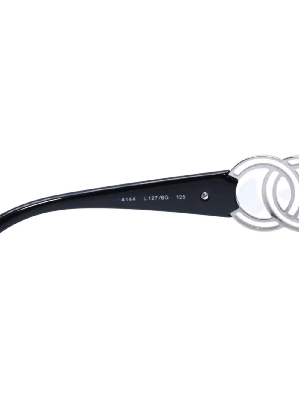 Chanel Shield Sunglasses Eyewear 125 CC Logo Black Silver